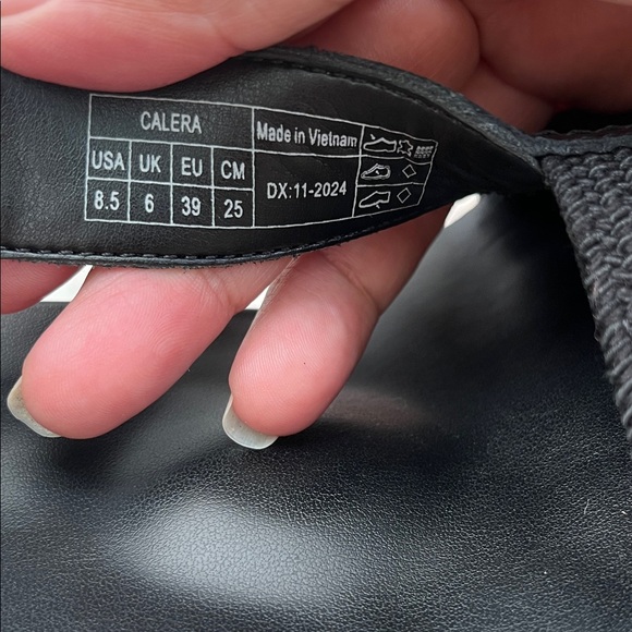 Vionic Black Woven Espadrille Wedge Sandals with Gold Studs - Picture 4 of 11